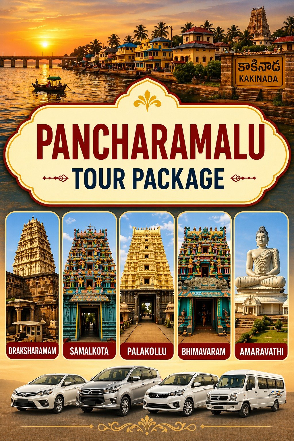 Pancharamalu devotional tour package poster from Srinivasa Car Travels